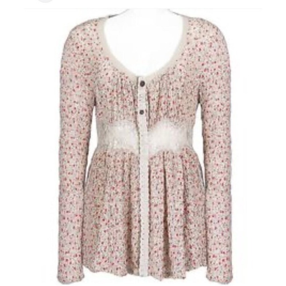 Free People Floral Lace Top